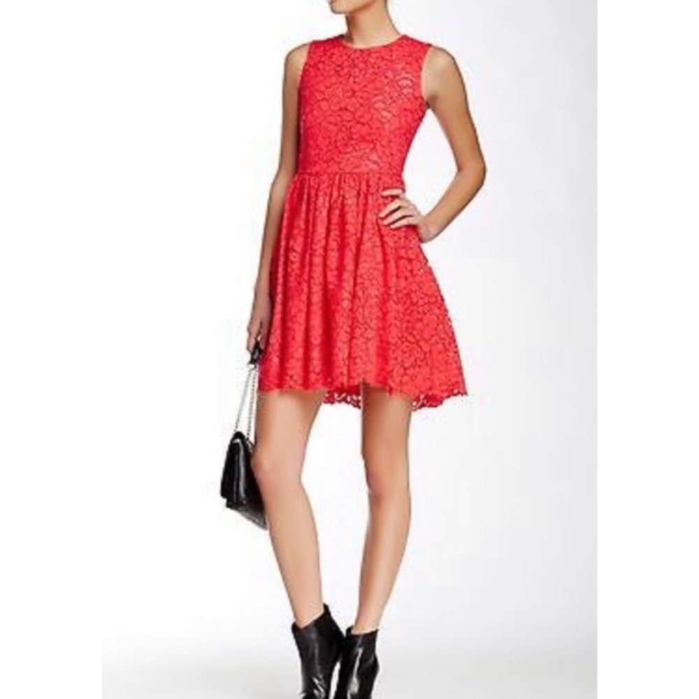 NWT Kate Spade High Low Red Lace Party Cocktail Dress in Geranium sz 00 Holiday